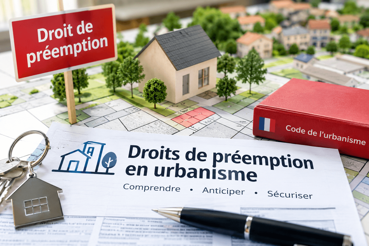 Immeubles d'habitation en zone urbaine, secteur type où s'applique le droit de préemption urbain